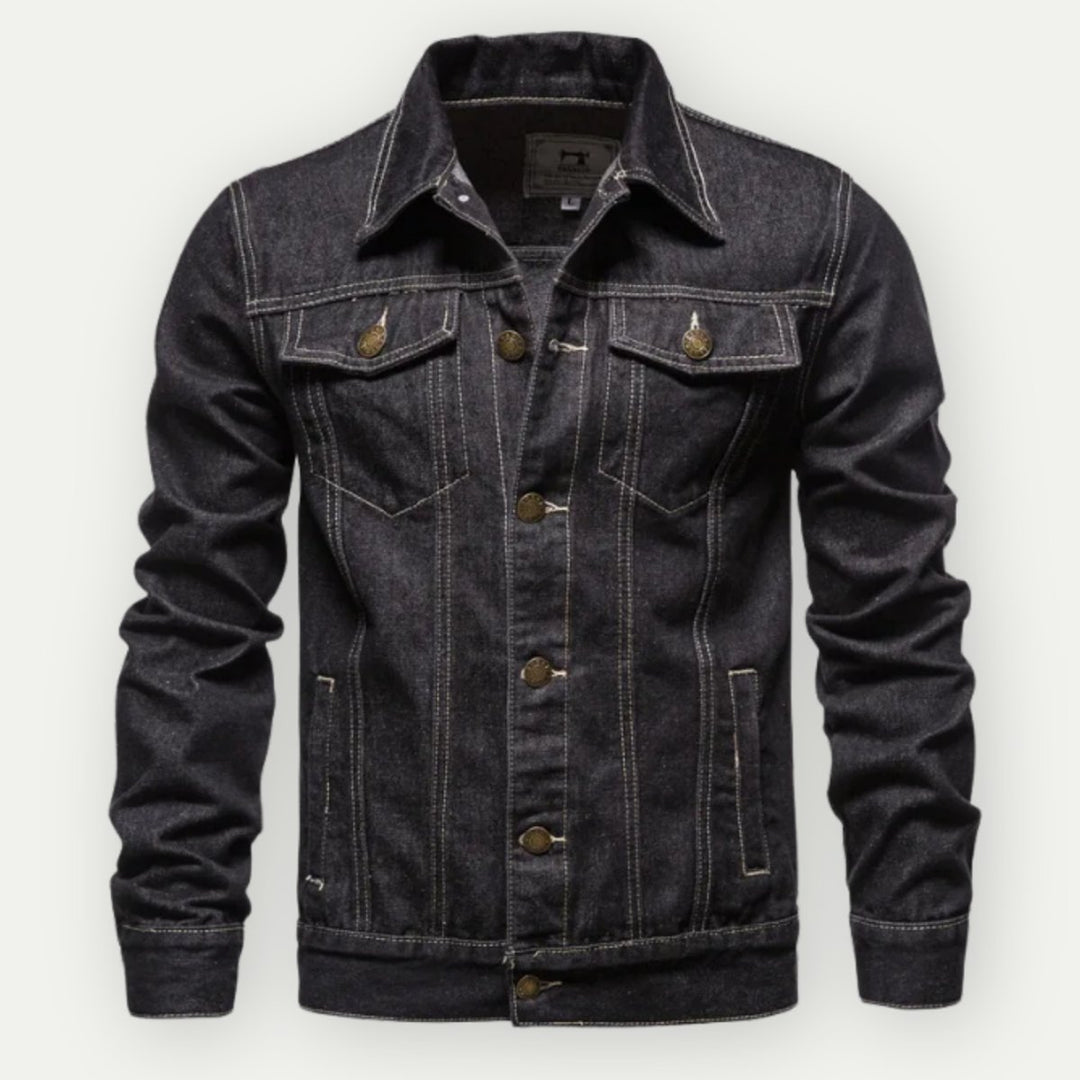 Men's Classic Denim Jacket Structured Fit Casual Mens Jacket