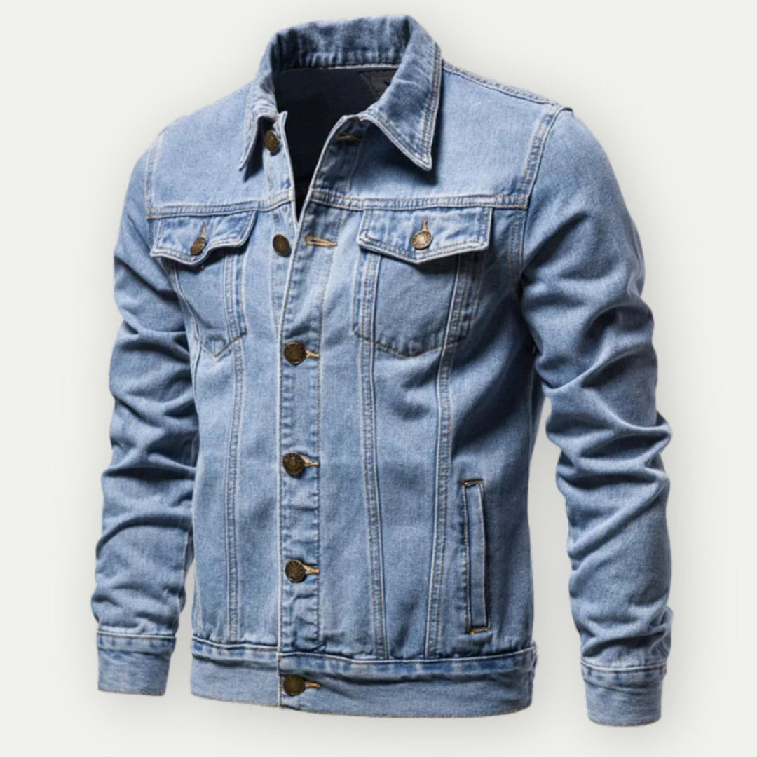 Men's Classic Denim Jacket Structured Fit Casual Mens Jacket