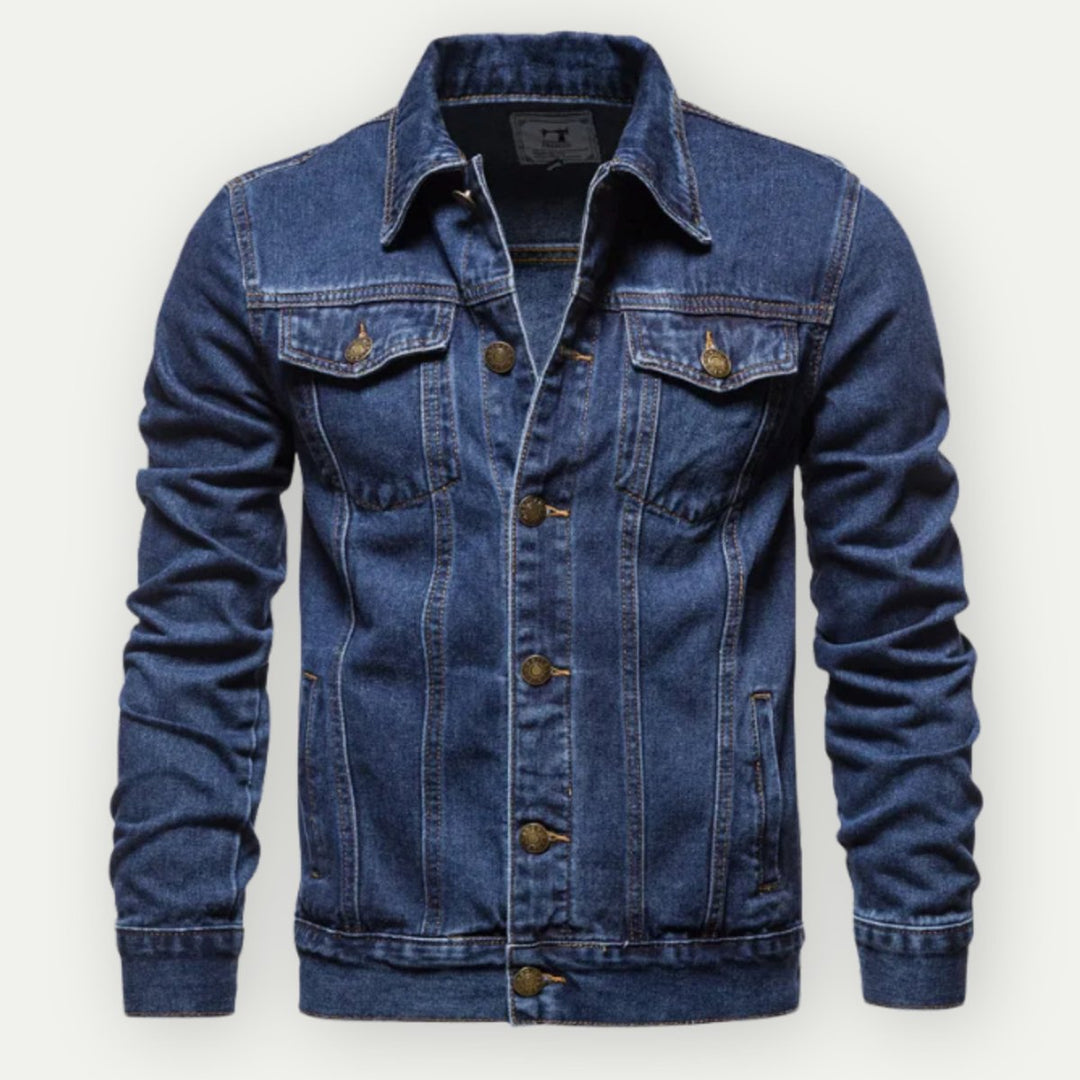 Men's Classic Denim Jacket Structured Fit Casual Mens Jacket