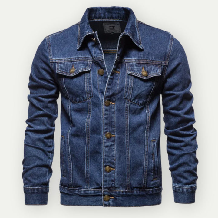 Men's Classic Denim Jacket Structured Fit Casual Mens Jacket