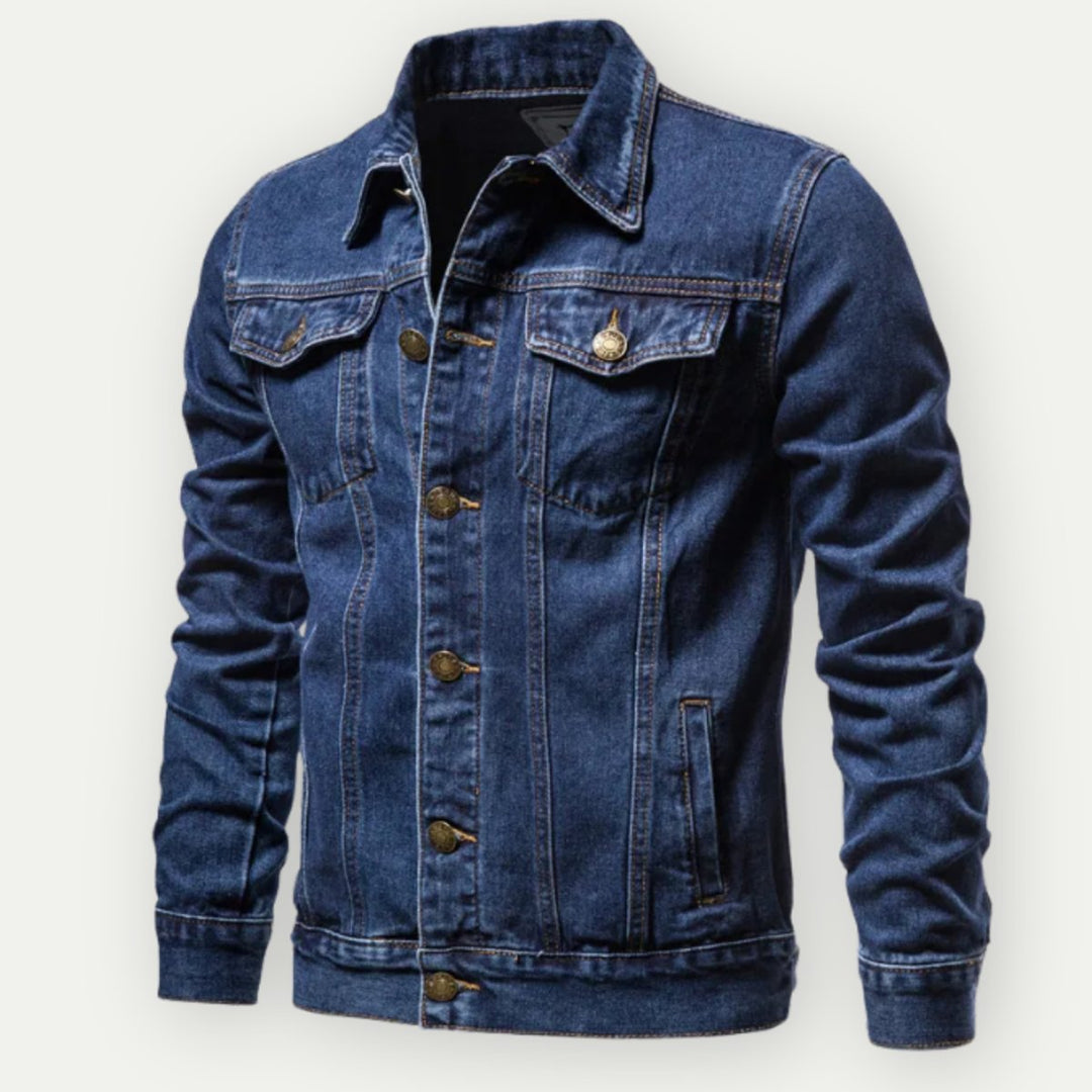 Men's Classic Denim Jacket Structured Fit Casual Mens Jacket