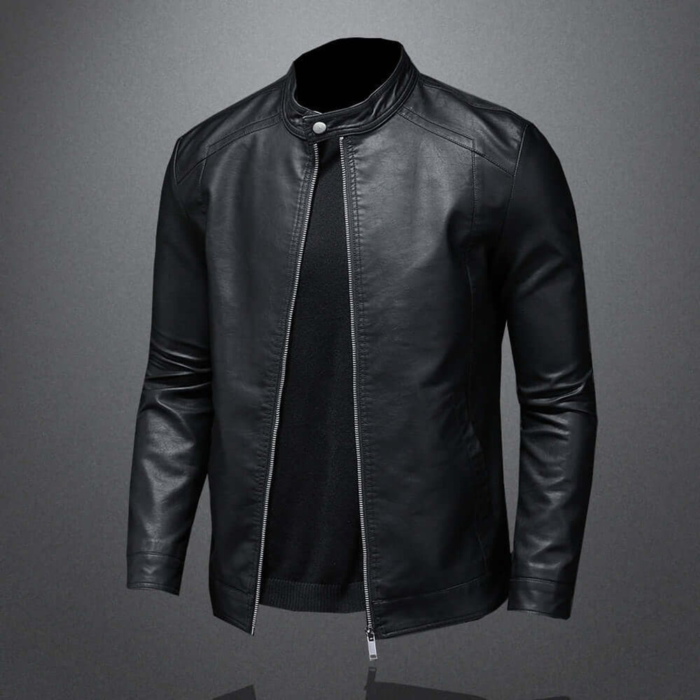 Men's Classic Faux Leather Biker Jacket Moto Bomber