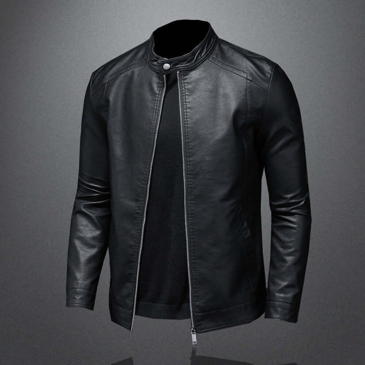 Men's Classic Faux Leather Biker Jacket Moto Bomber