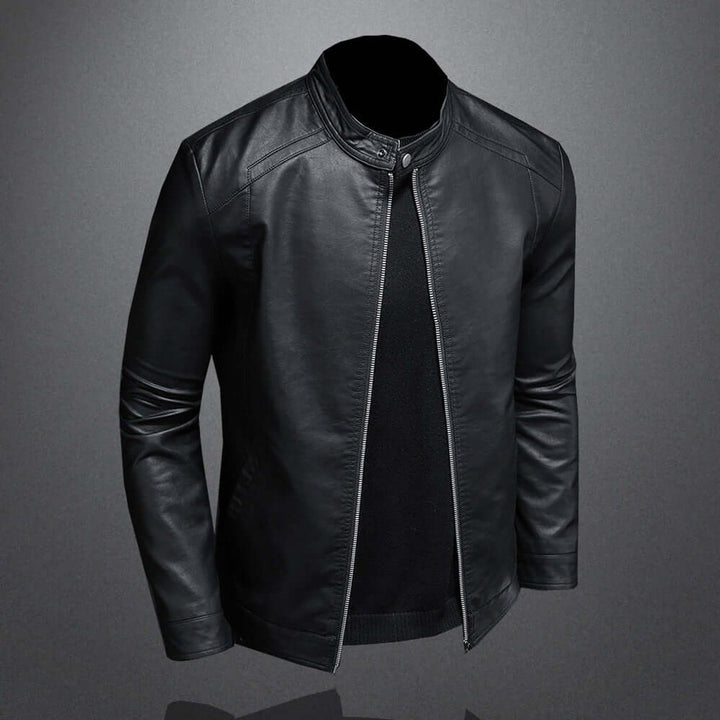 Men's Classic Faux Leather Biker Jacket Moto Bomber