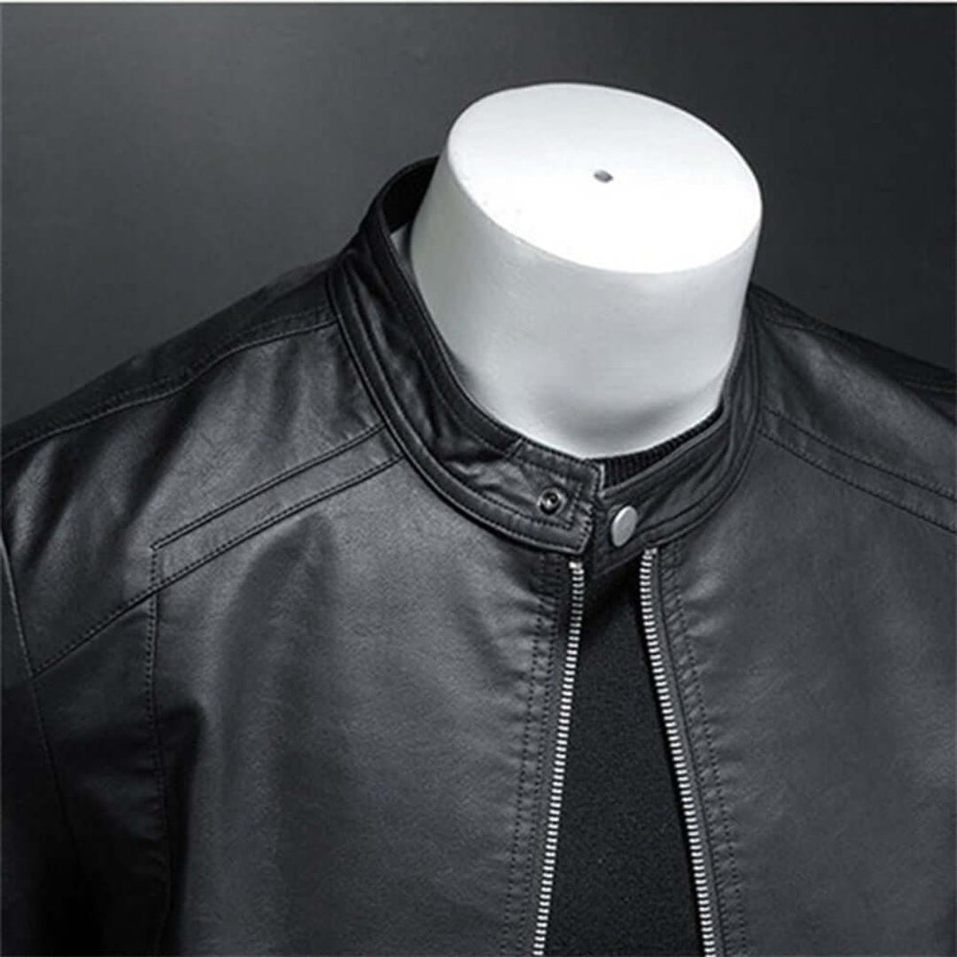 Men's Classic Faux Leather Biker Jacket Moto Bomber