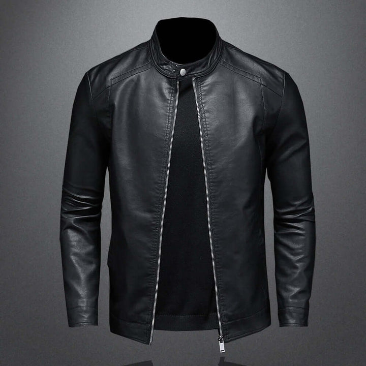 Men's Classic Faux Leather Biker Jacket Moto Bomber