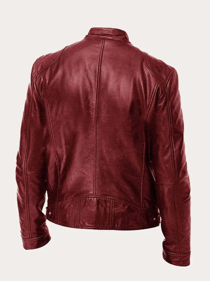 Men's Classic Zip-Up Faux Leather Biker Jacket