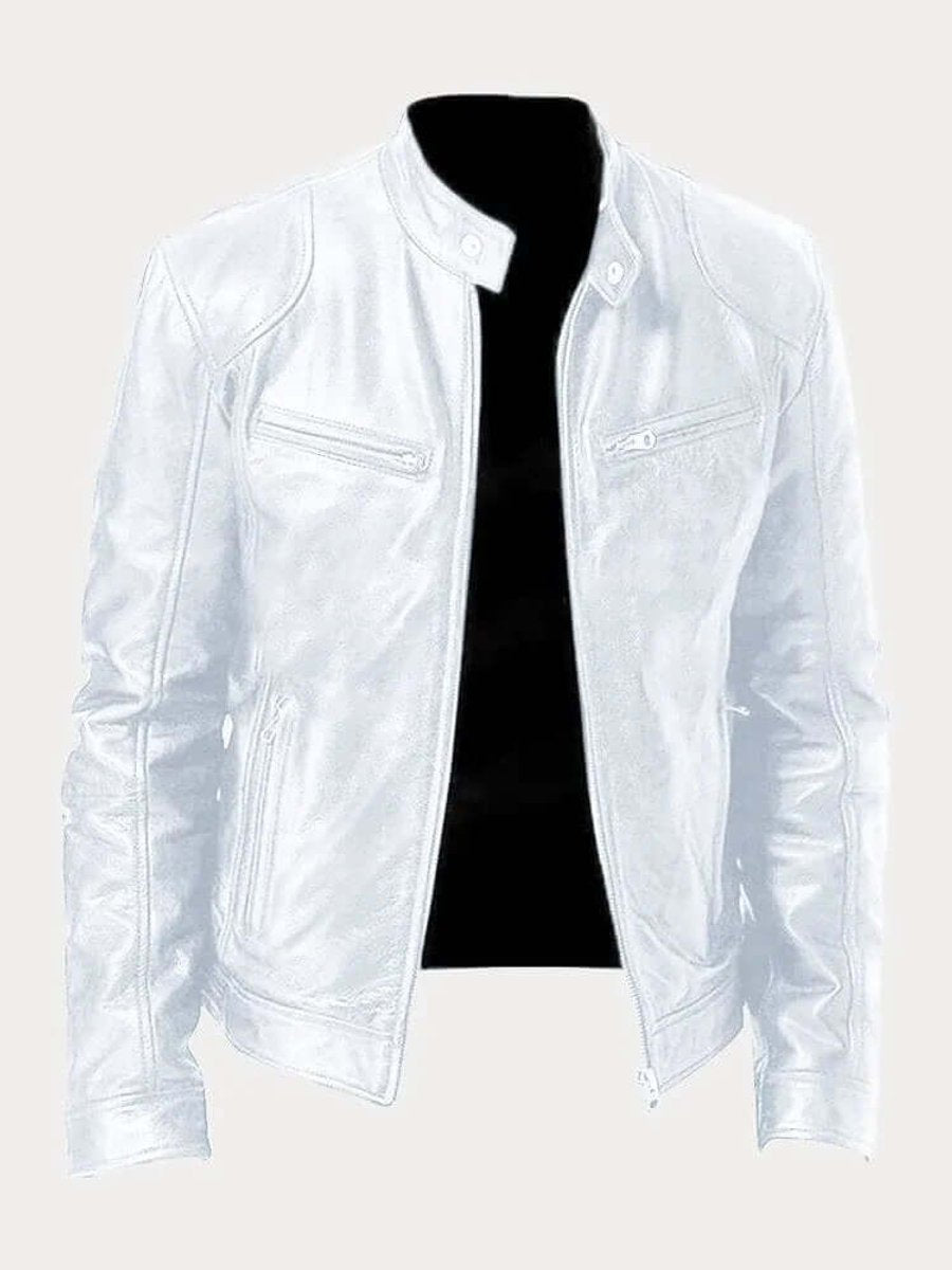 Men's Classic Zip-Up Faux Leather Biker Jacket