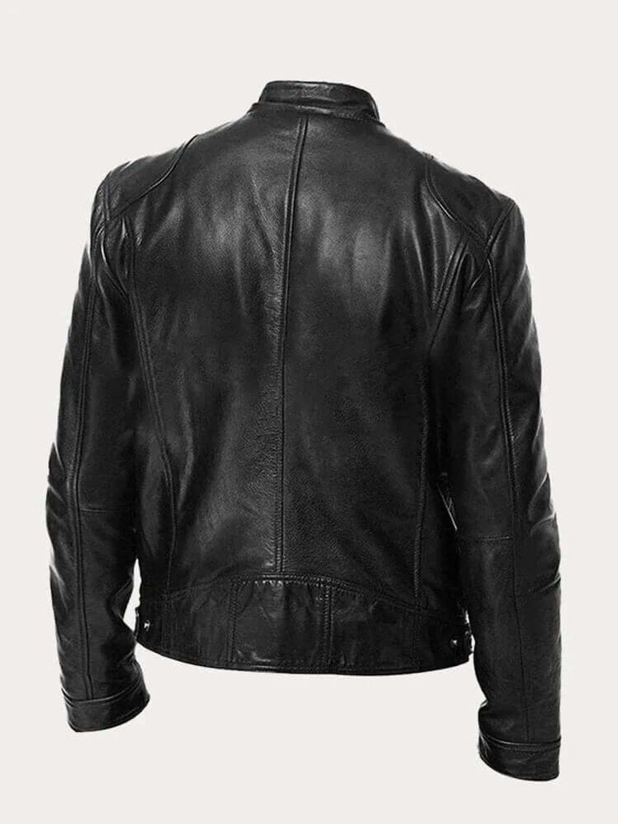 Men's Classic Zip-Up Faux Leather Biker Jacket