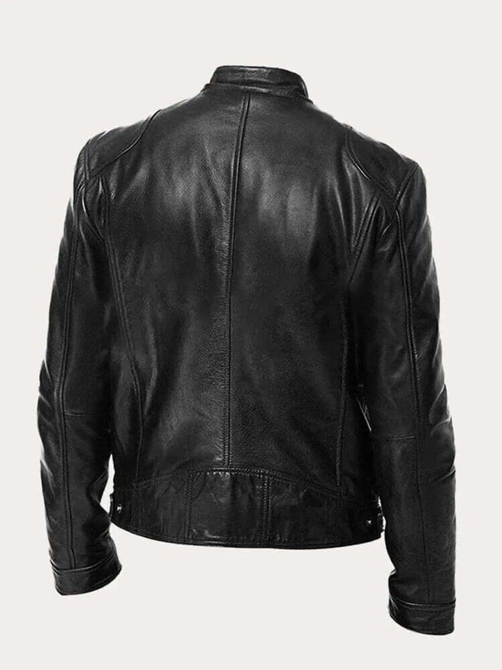 Men's Classic Zip-Up Faux Leather Biker Jacket