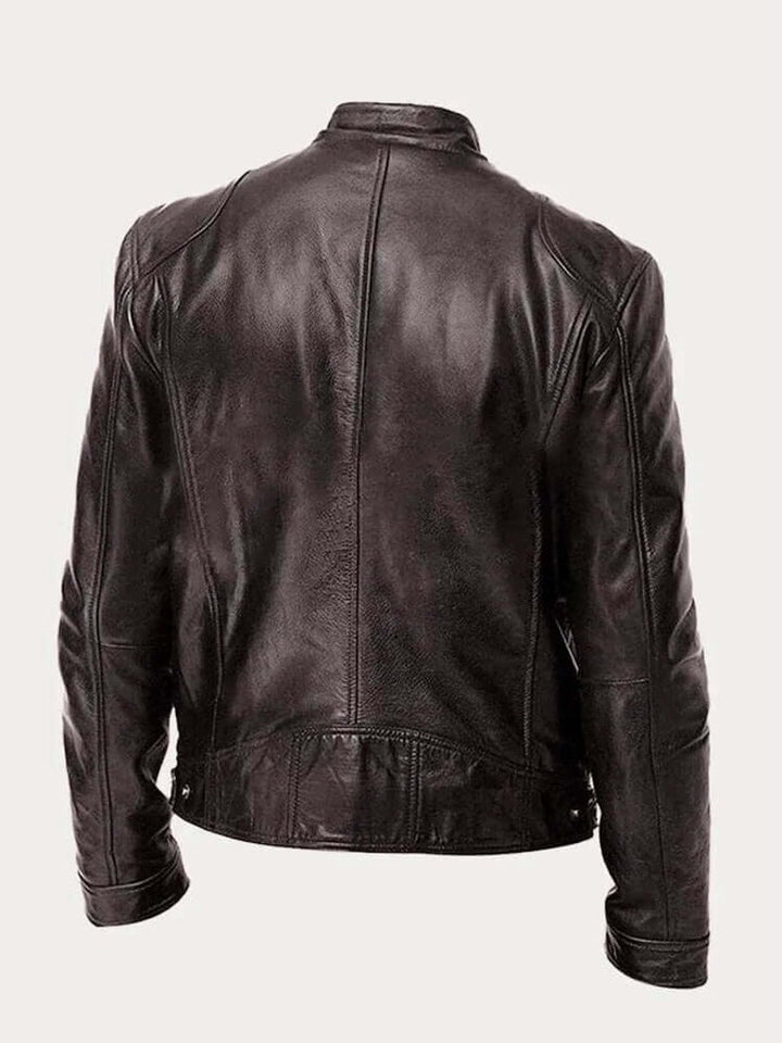 Men's Classic Zip-Up Faux Leather Biker Jacket