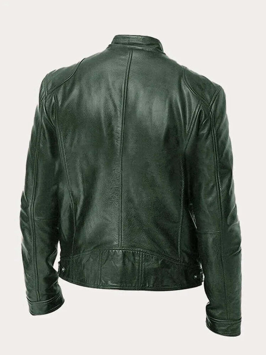 Men's Classic Zip-Up Faux Leather Biker Jacket