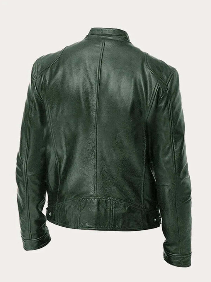 Men's Classic Zip-Up Faux Leather Biker Jacket