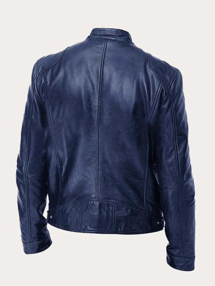 Men's Classic Zip-Up Faux Leather Biker Jacket