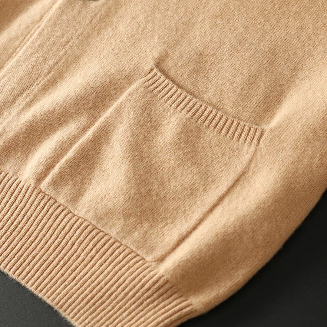 Men's Collegiate Striped-Sleeve V-Neck Knitted Cardigan Jumper
