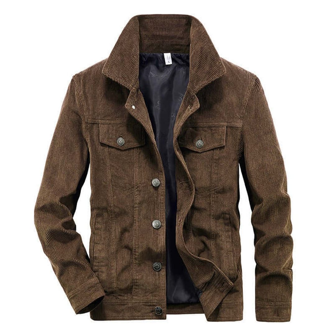 Mens Corduroy Bomber Jacket Casual Textured Outerwear