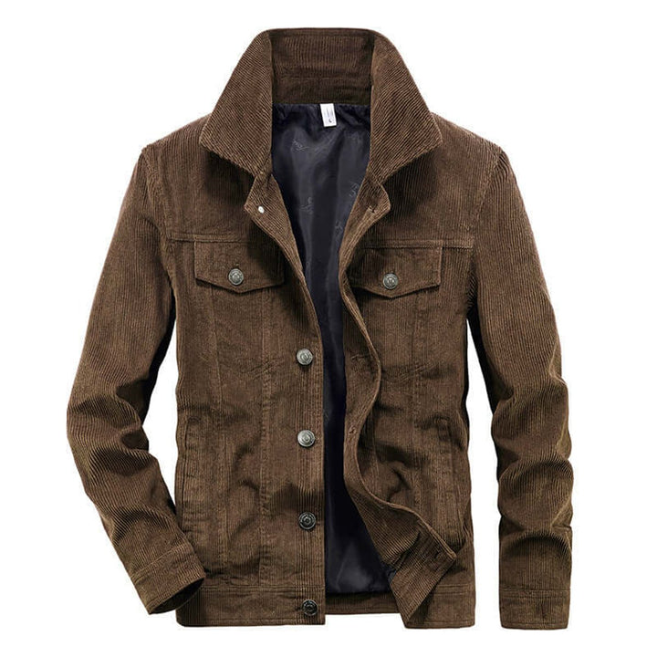 Mens Corduroy Bomber Jacket Casual Textured Outerwear