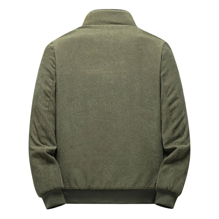 Men's Corduroy Sherpa-Lined Bomber Jacket Fleece Zip-Through Coat