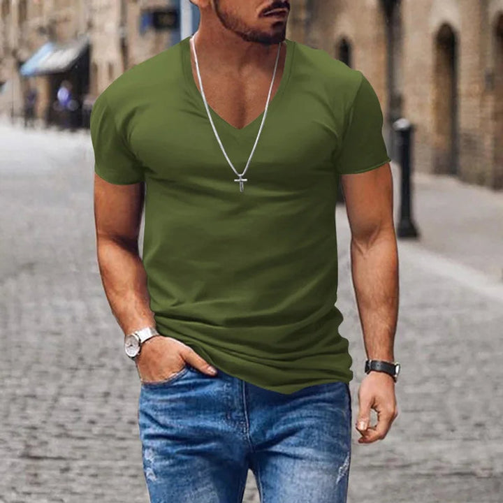 Men's Deep V-Neck Slim-Fit Short-Sleeve T-Shirt