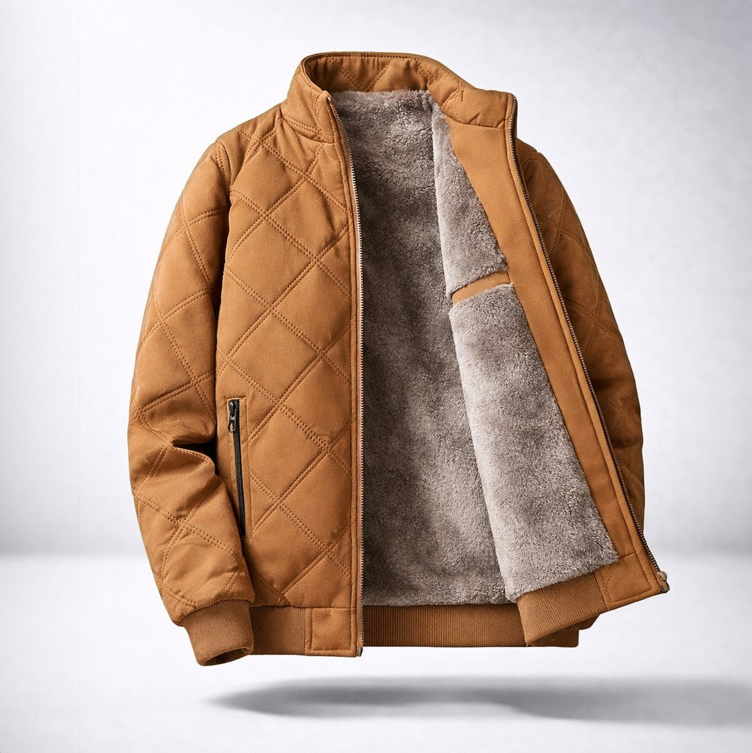 Men's Diamond-Quilted Fleece-Lined Bomber Jacket