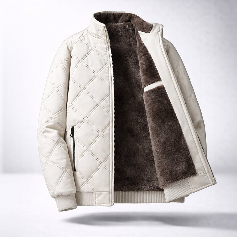 Men's Diamond-Quilted Fleece-Lined Bomber Jacket