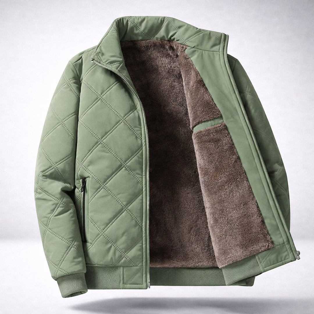 Men's Diamond-Quilted Fleece-Lined Bomber Jacket
