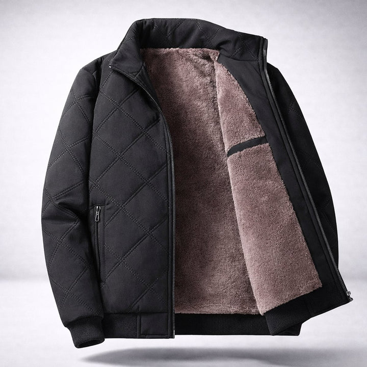 Men's Diamond-Quilted Fleece-Lined Bomber Jacket