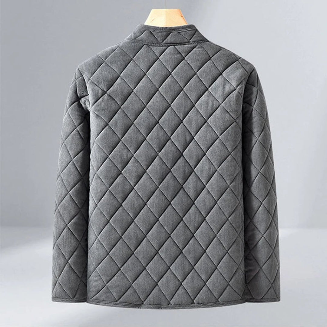 Mens Diamond-Quilted Insulated Jacket Fleece-Lined Coat