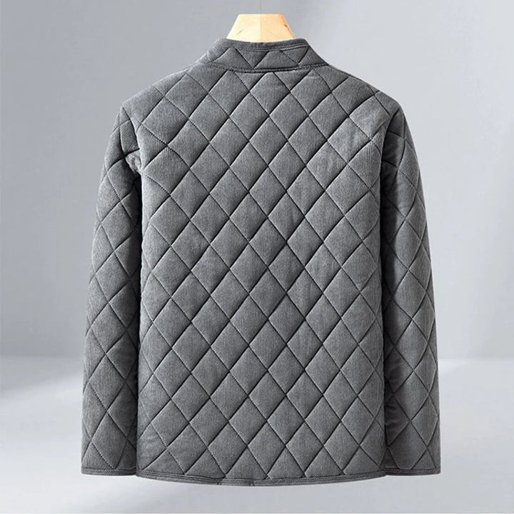 Mens Diamond-Quilted Insulated Jacket Fleece-Lined Coat