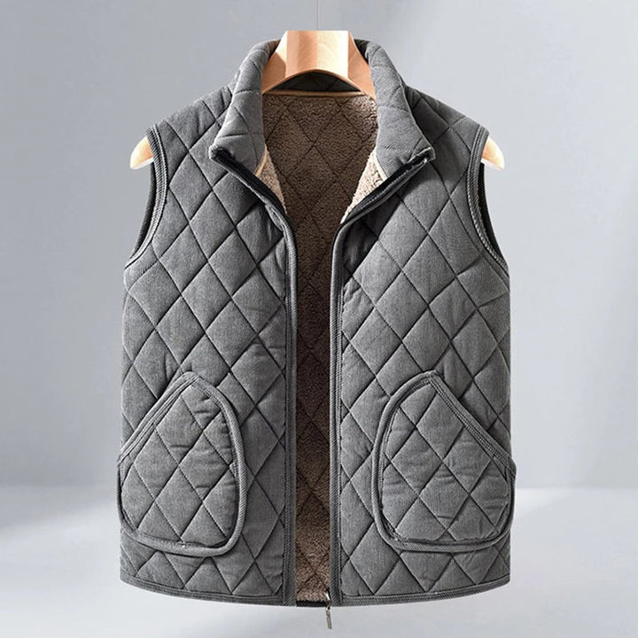 Mens Diamond-Quilted Insulated Jacket Fleece-Lined Coat