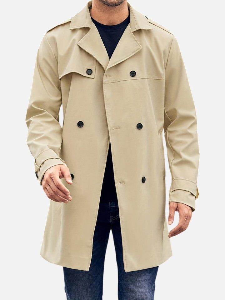 Men's Double-Breasted Trench Coat Tailored Outerwear Jacket