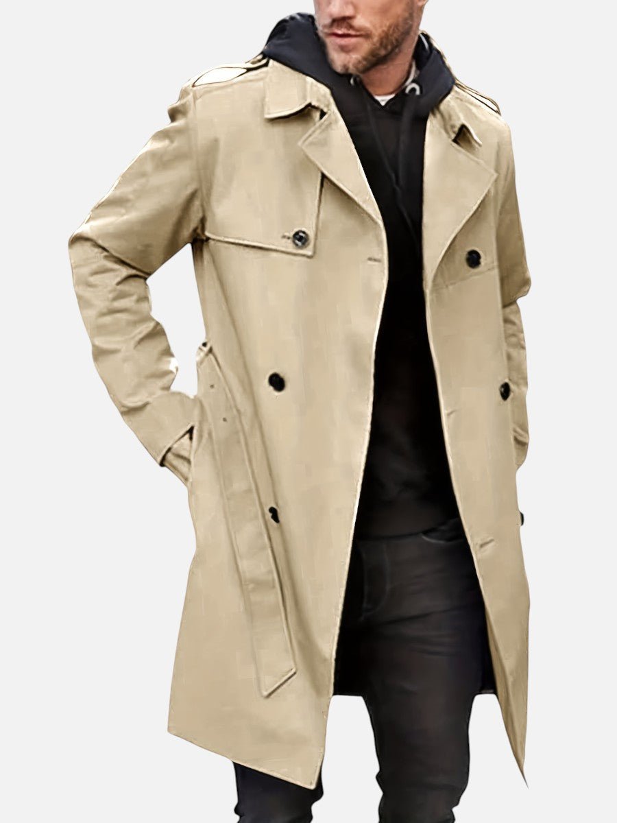 Men's Double-Breasted Trench Coat Tailored Outerwear Jacket