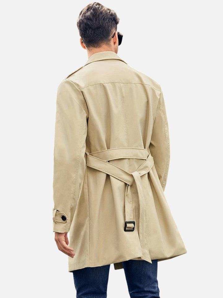 Men's Double-Breasted Trench Coat Tailored Outerwear Jacket