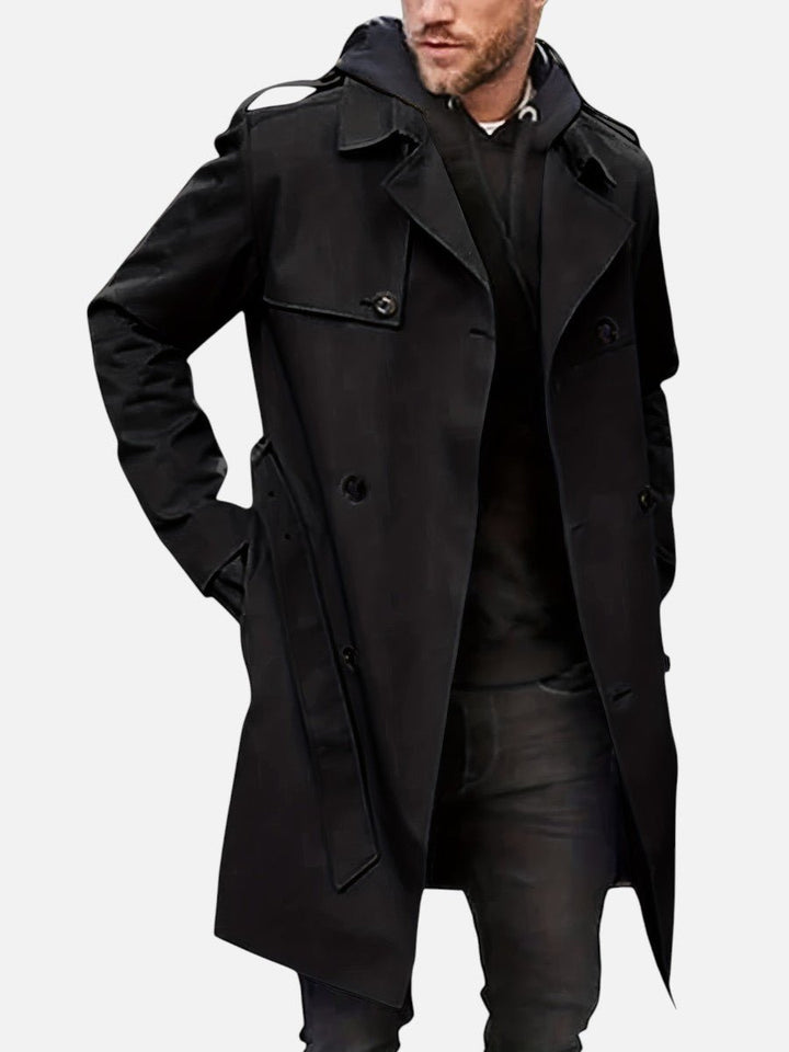 Men's Double-Breasted Trench Coat Tailored Outerwear Jacket