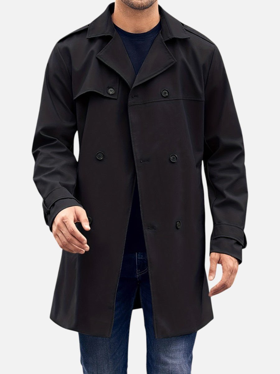 Men's Double-Breasted Trench Coat Tailored Outerwear Jacket