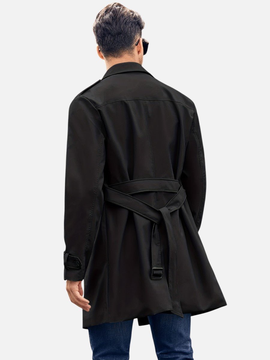 Men's Double-Breasted Trench Coat Tailored Outerwear Jacket