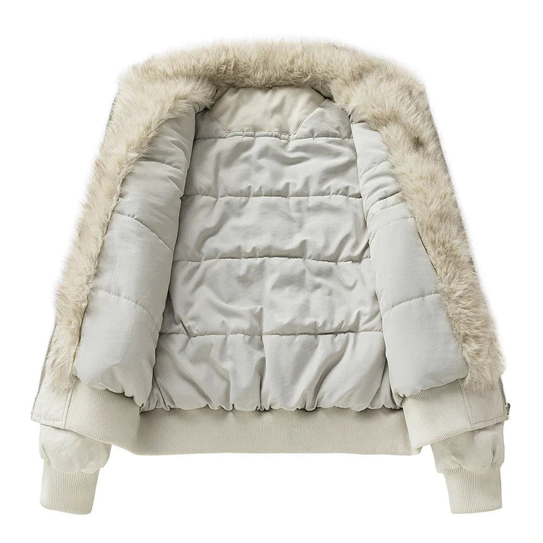 Men's Faux Fur Lined Wind-Resistant Bomber Jacket