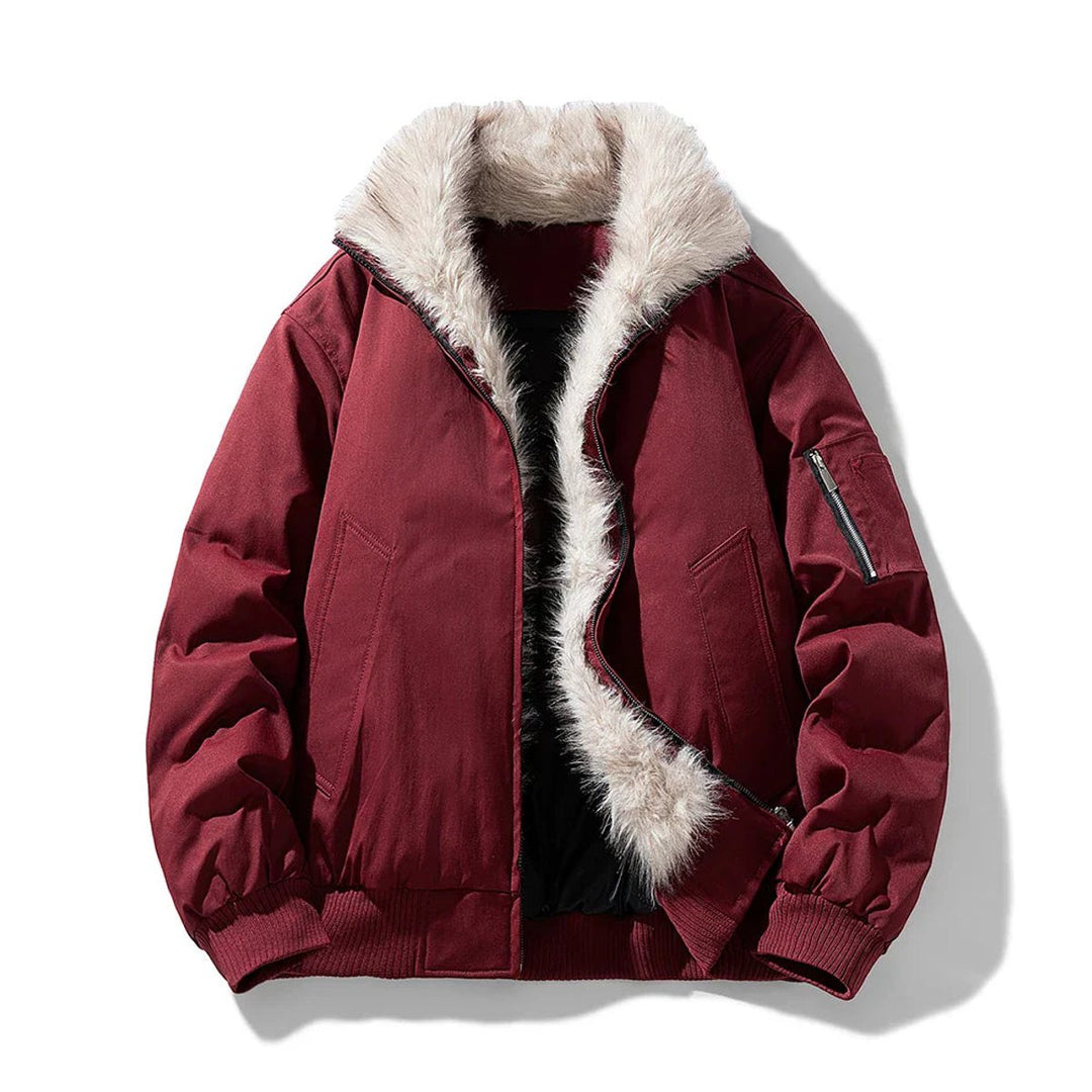 Men's Faux Fur Lined Wind-Resistant Bomber Jacket