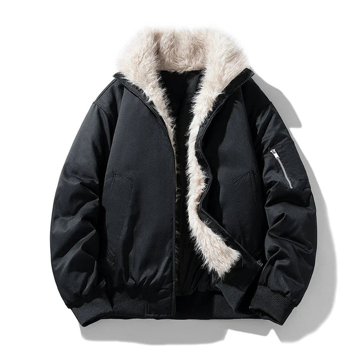 Men's Faux Fur Lined Wind-Resistant Bomber Jacket
