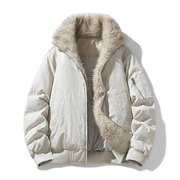Men's Faux Fur Lined Wind-Resistant Bomber Jacket