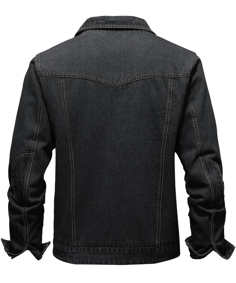 Men's Flannel-Lined Denim Trucker Jacket Button-Front Carhartt Style