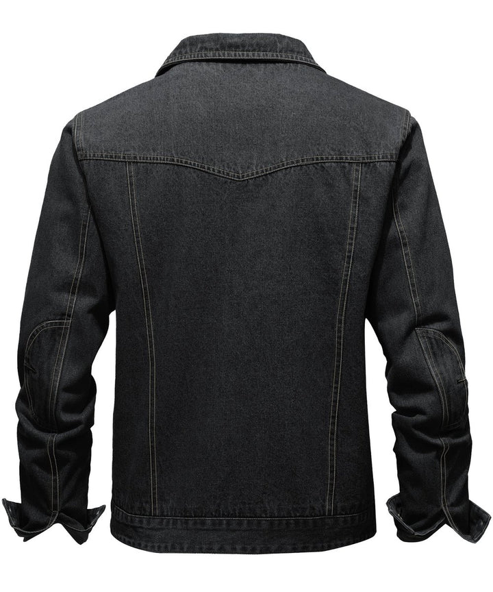 Men's Flannel-Lined Denim Trucker Jacket Button-Front Carhartt Style