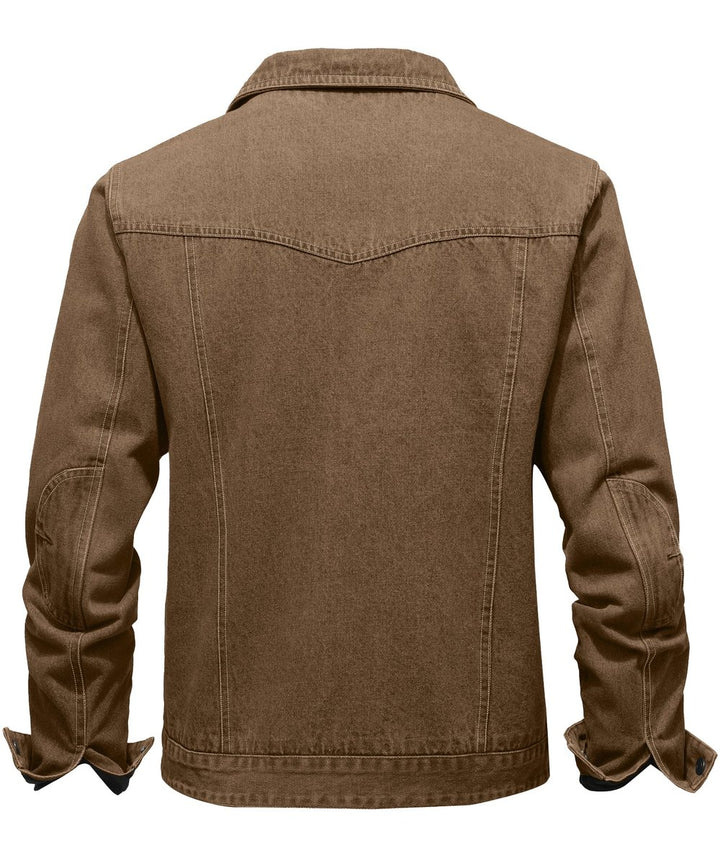 Men's Flannel-Lined Denim Trucker Jacket Button-Front Carhartt Style