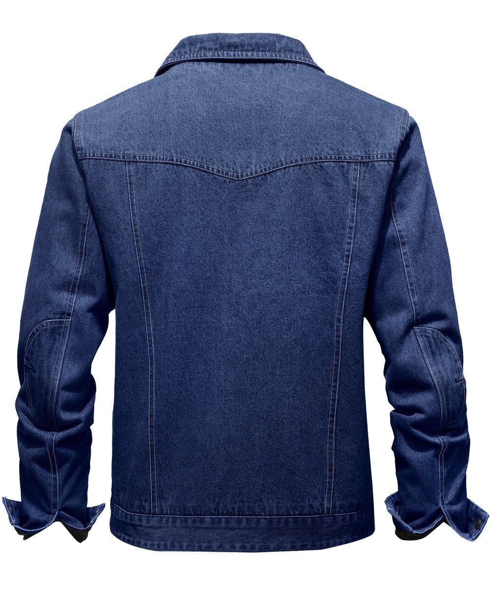 Men's Flannel-Lined Denim Trucker Jacket Button-Front Carhartt Style
