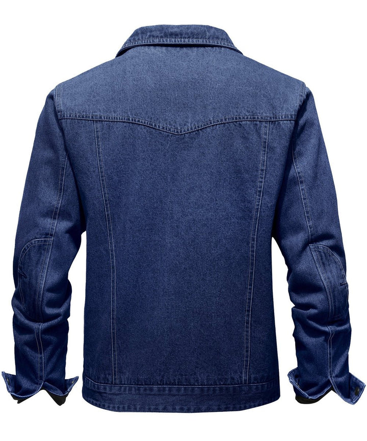 Men's Flannel-Lined Denim Trucker Jacket Button-Front Carhartt Style