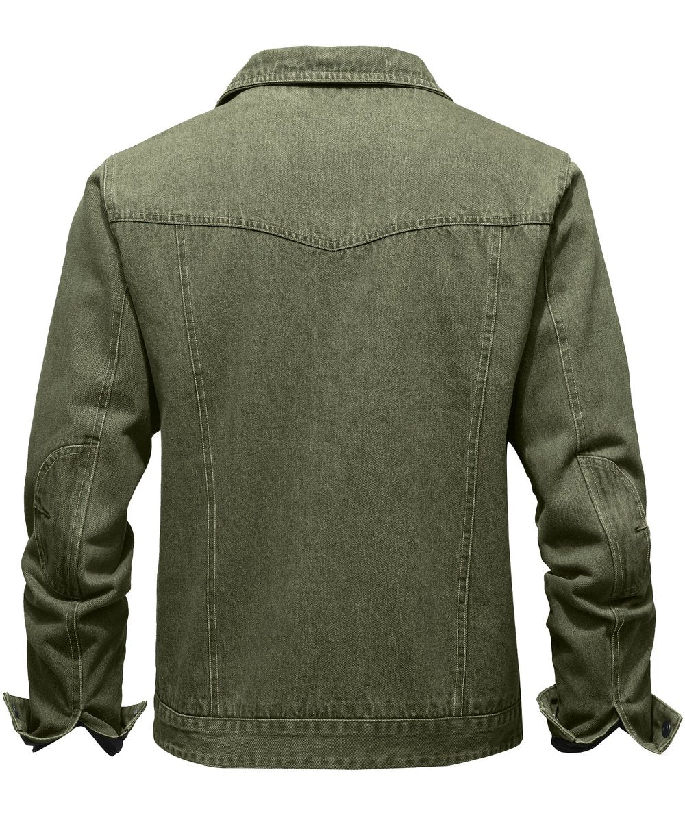 Men's Flannel-Lined Denim Trucker Jacket Button-Front Carhartt Style