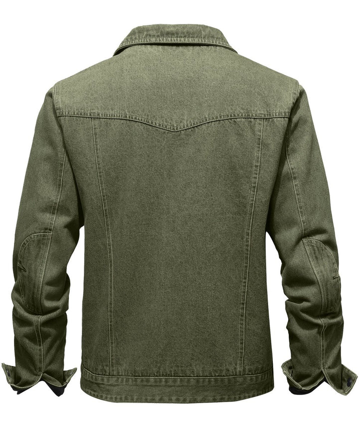 Men's Flannel-Lined Denim Trucker Jacket Button-Front Carhartt Style