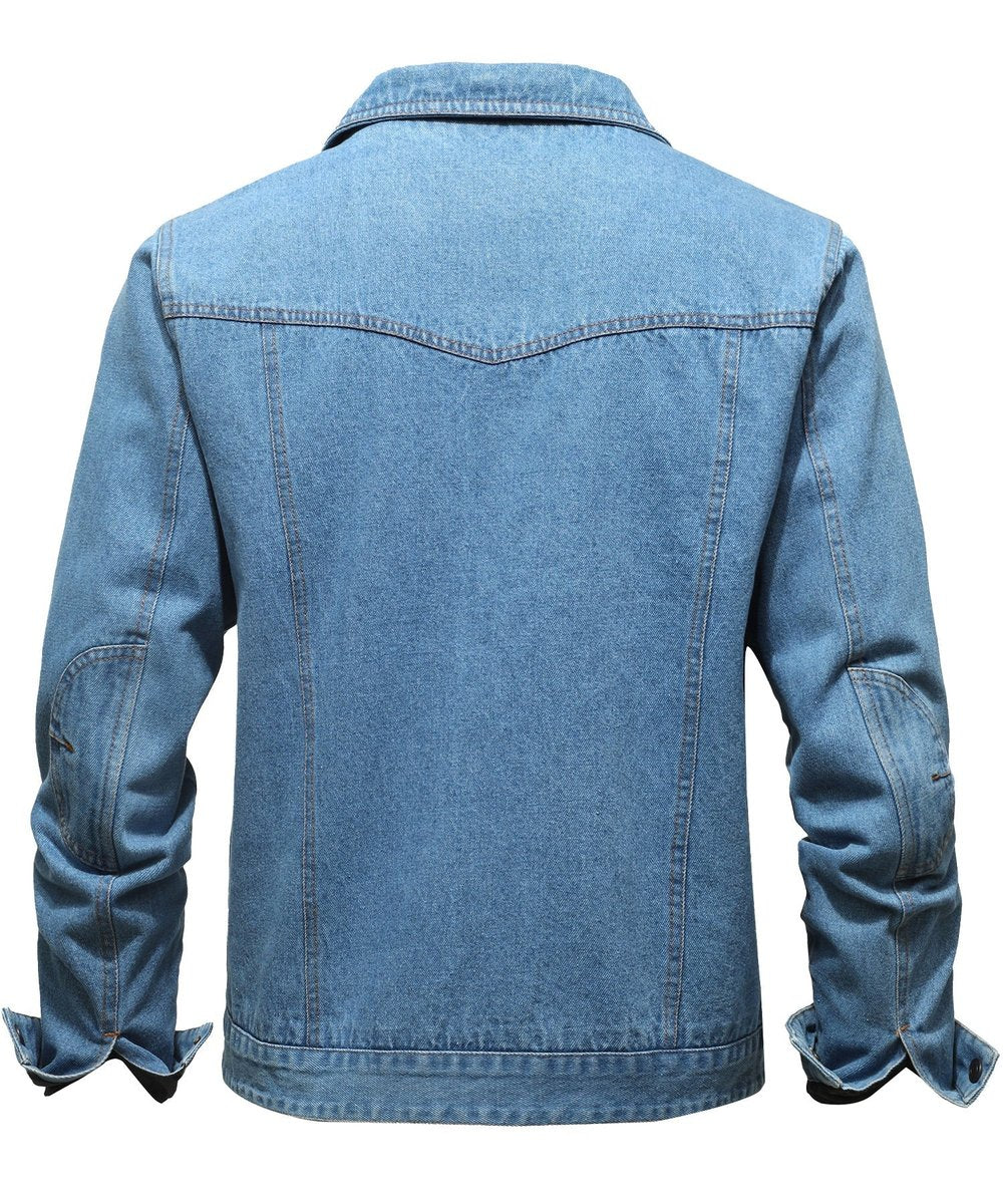 Men's Flannel-Lined Denim Trucker Jacket Button-Front Carhartt Style