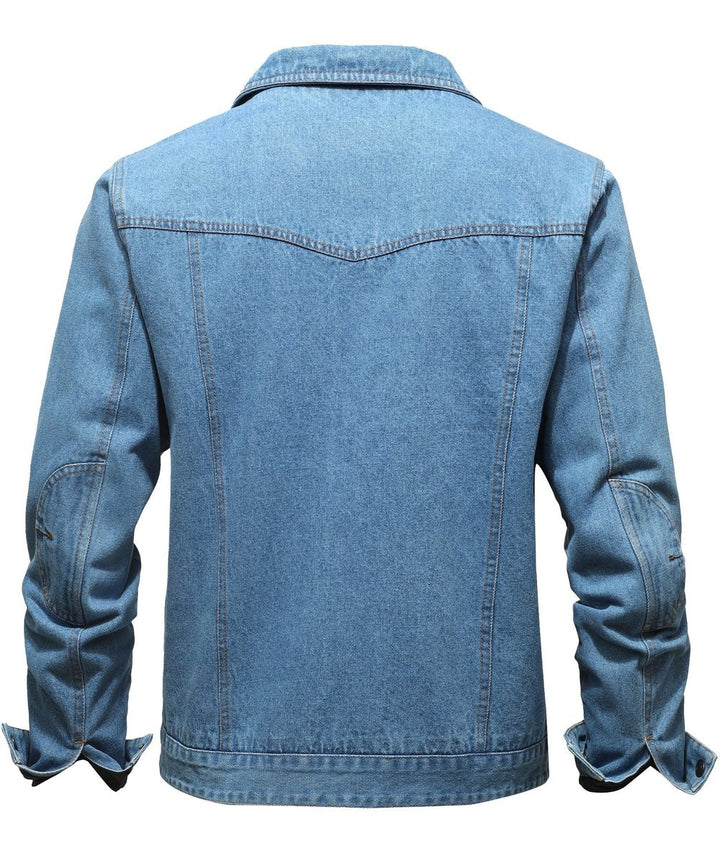 Men's Flannel-Lined Denim Trucker Jacket Button-Front Carhartt Style