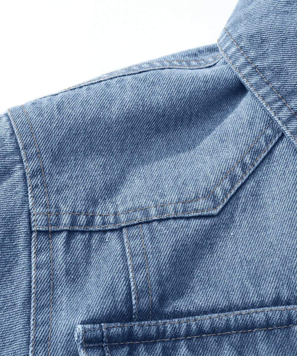 Men's Flannel-Lined Denim Trucker Jacket Button-Front Carhartt Style